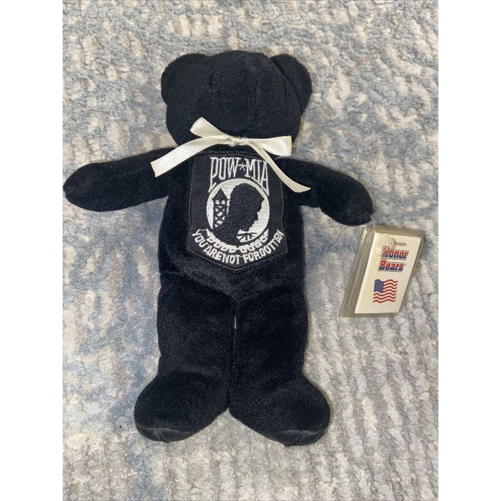 POW/MIA Military Honor Bear  USA Flag On Back  "You are not Forgotten" 2002 NWT